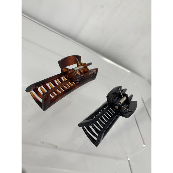 2 Unmarked Hair Clips Brown Black Great for Flipped Ponytail French Twist Hold - Picture 2 of 5